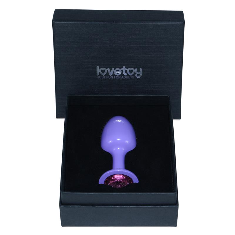 LOVETOY - TAPÓN ANAL DE METAL ROSA PÚRPURA CON GEMA ROSA
