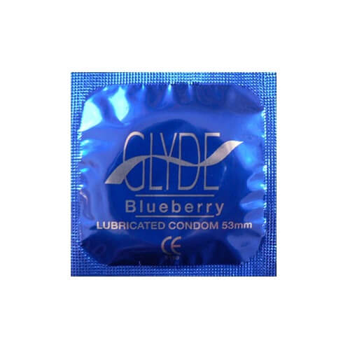 GLYDE VEGAN CONDOMS - GLYDE ULTRA BLUEBERRY FLAVOUR VEGAN CONDOMS 100 BULK PACK