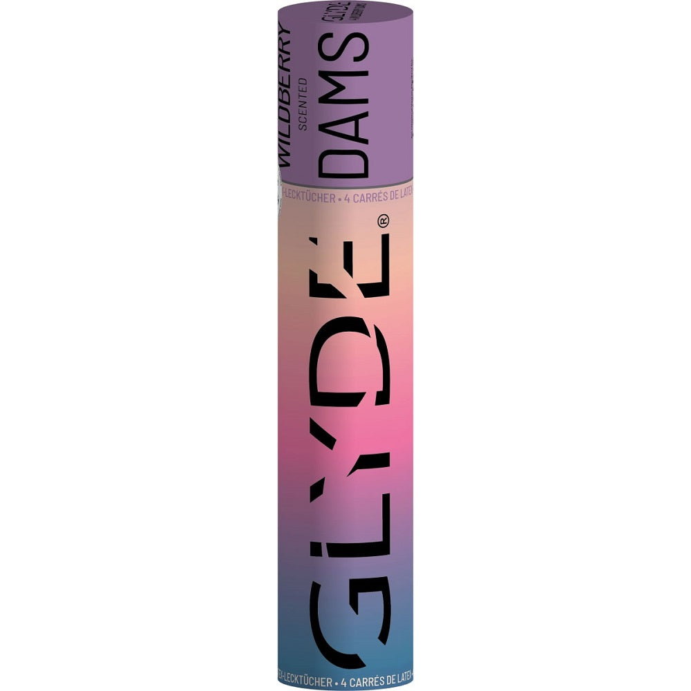 GLYDE VEGAN CONDOMS - SHEER GLYDE VEGAN DAMS WILDBERRY FLAVOUR 4 PACK