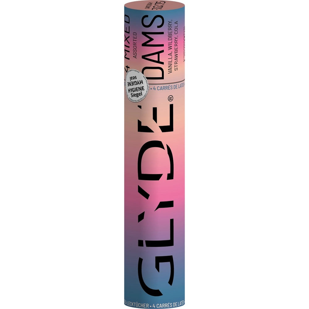 GLYDE VEGAN CONDOMS - GLYDE VEGAN DAMS MIXED FLAVOUR 4 PACK