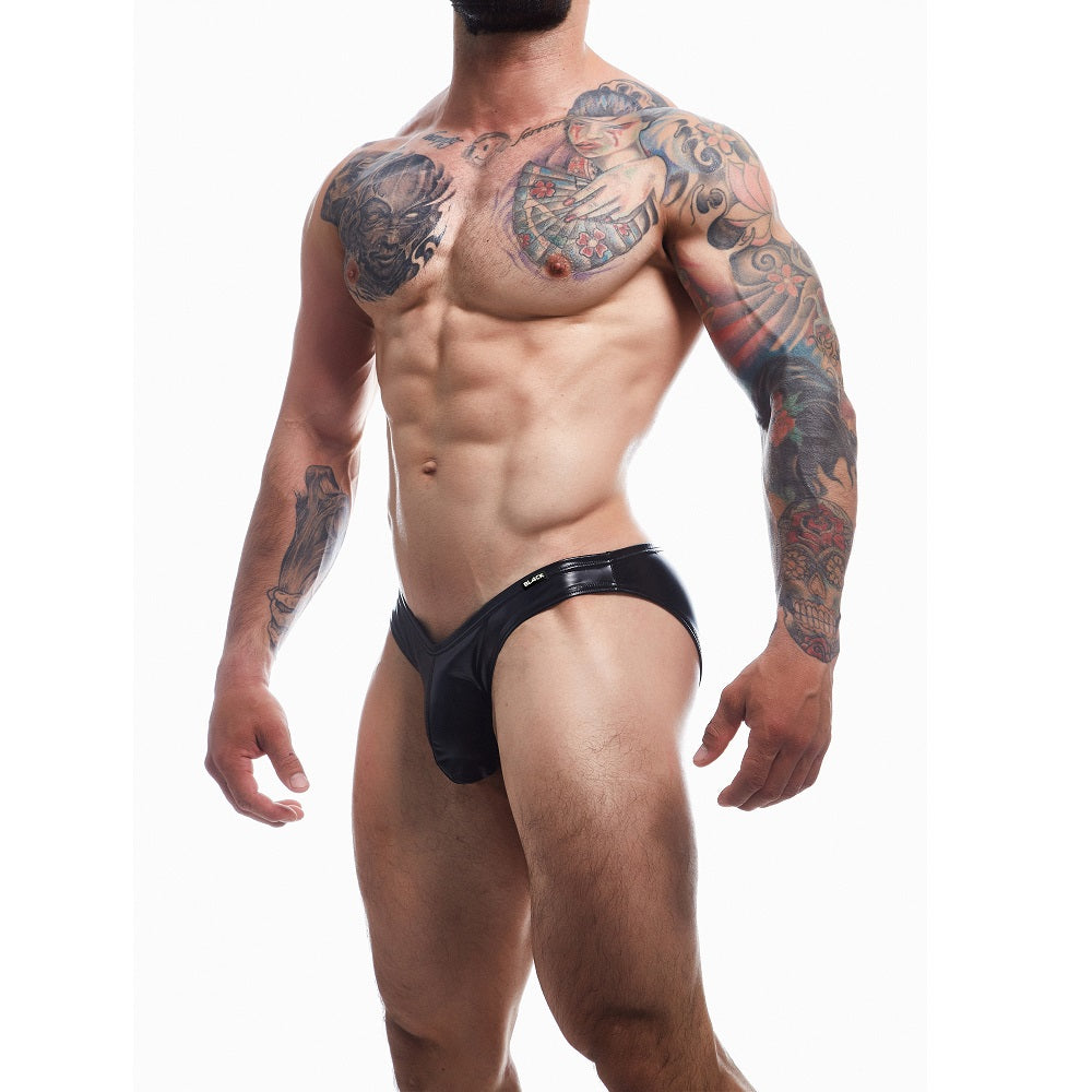 CUT 4 MEN - C4M BOOST BLACK LEATHERETTE BIKINI BRIEF