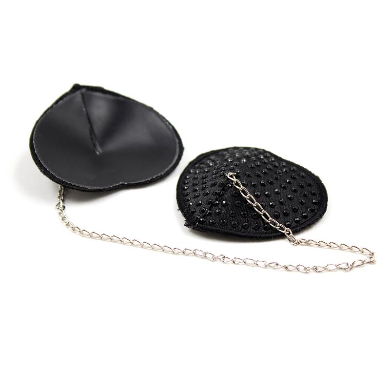 LATETOBED BDSM LINE - NIPPLE COVERS WITH METAL CHAIN BLACK