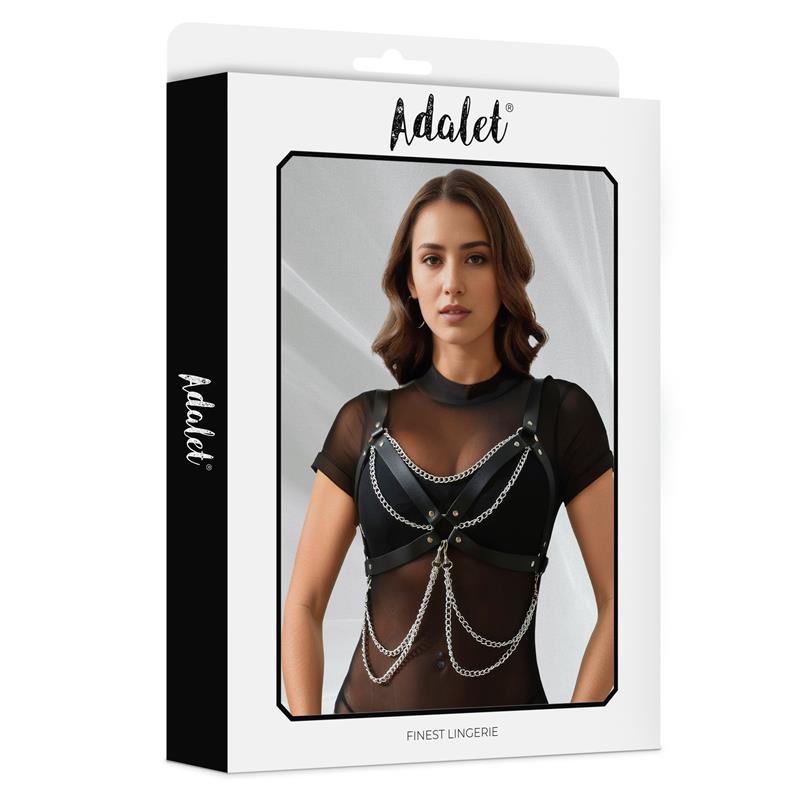 ADALET LINGERIE - NOELLE VEGAN LEATHER CHEST HARNESS WITH CHAIN ONE SIZE