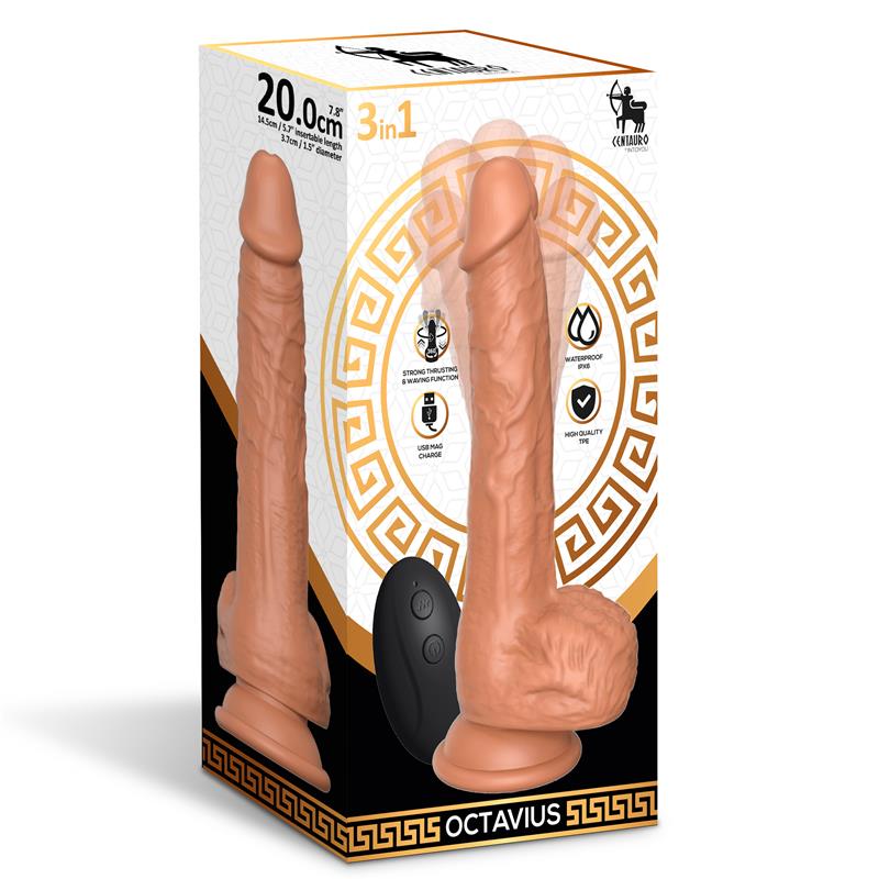 CENTAURO - OCTAVIUS DILDO WITH THRUSTING, 360º WAVING AND VIBRATING 7.8 - 20 CM