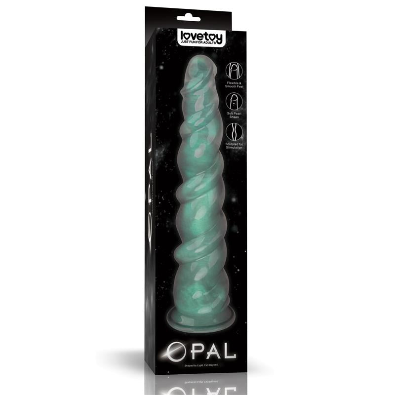 LOVETOY - OPAL PEARL SHEEN DILDO GREEN 11.5
