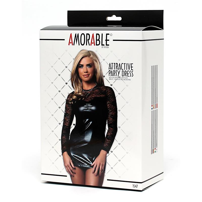 AMORABLE - PARTY DRESS WETLOOK WITH LACE