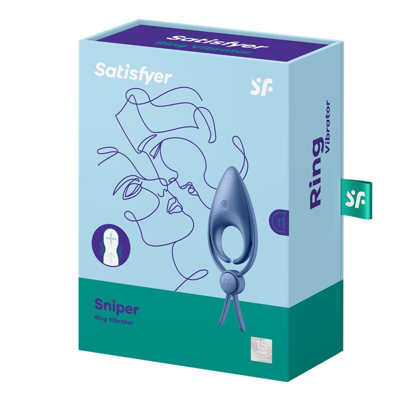 SATISFYER - PENIS RING SNIPER BLUE