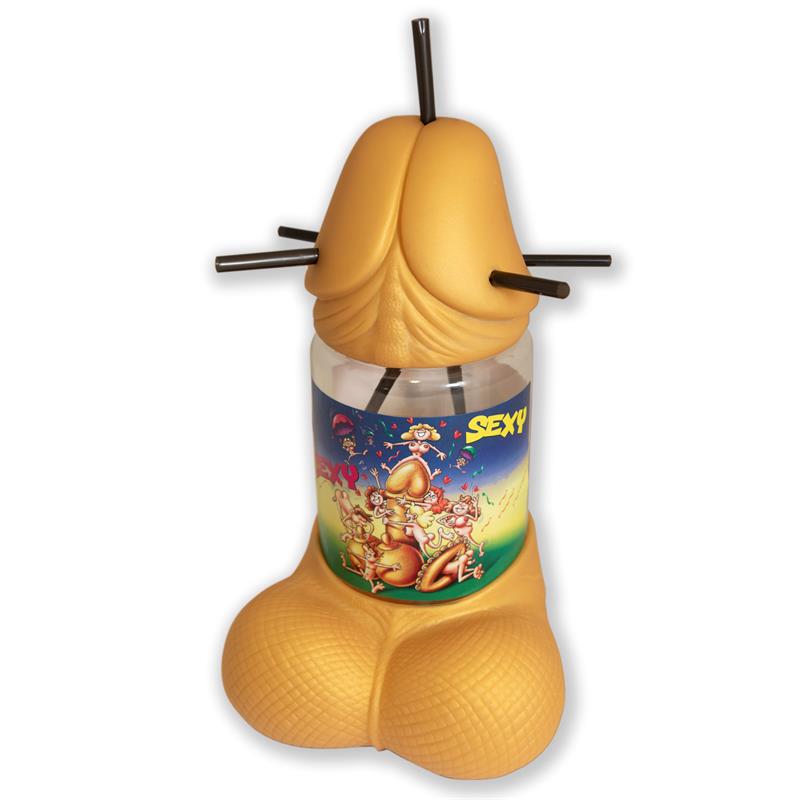 DIVERTY SEX - PENIS-SHAPED 1-LITER CUP WITH 5 STRAWS GOLD EDITION