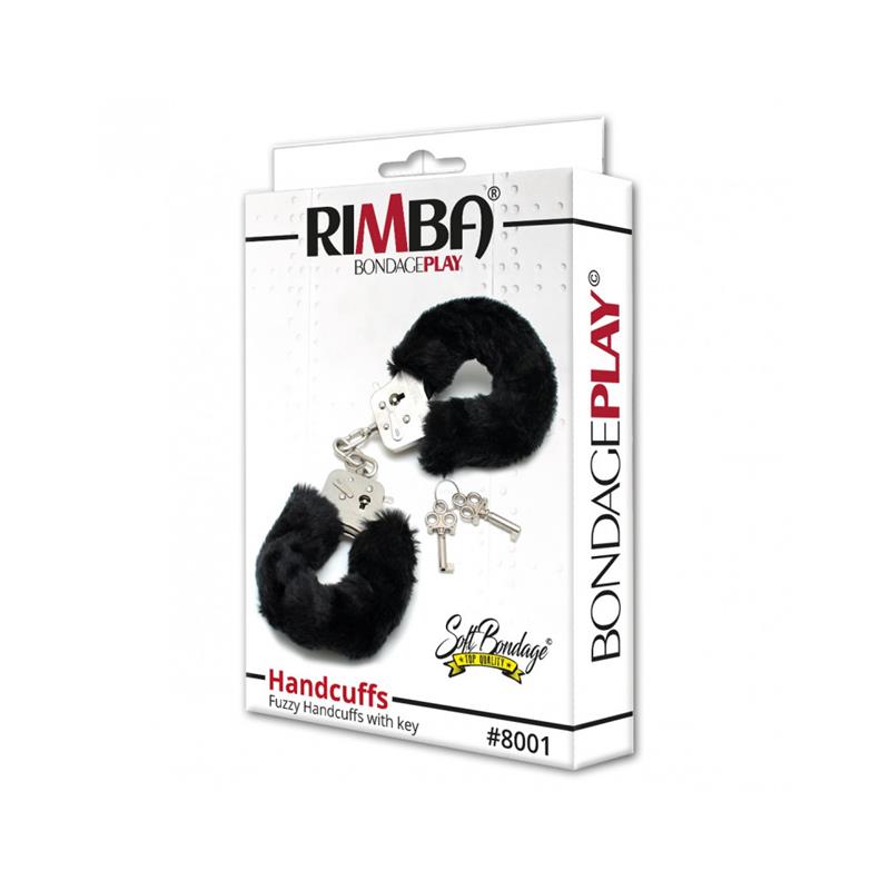 BONDAGE PLAY - POLICE CUFFS WITH BLACK FUR-ADJUSTABLE