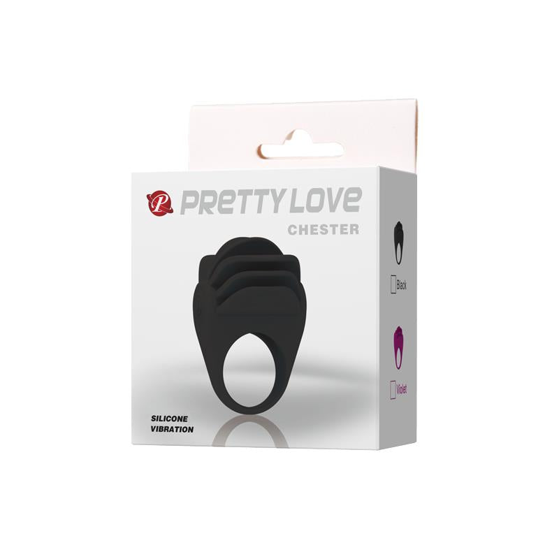 PRETTYLOVE - PRETTY LOVE VIBRATING COCK RING CHESTER BLACK