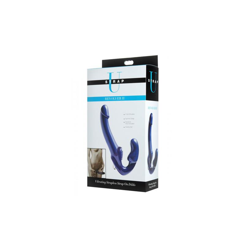 STRAP U - REVOLVER II VIBRATING STRAPLESS STRAP ON DILDO BLUE
