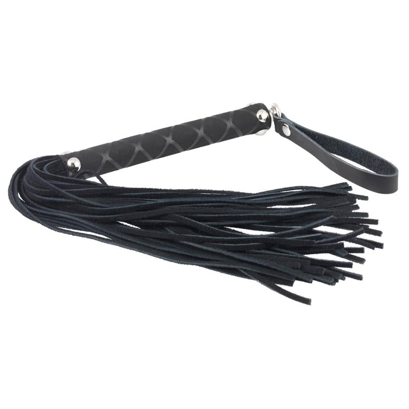 JUEGO DE BONDAGE - LÁTIGO DE CUERO NEGRO 35 CM