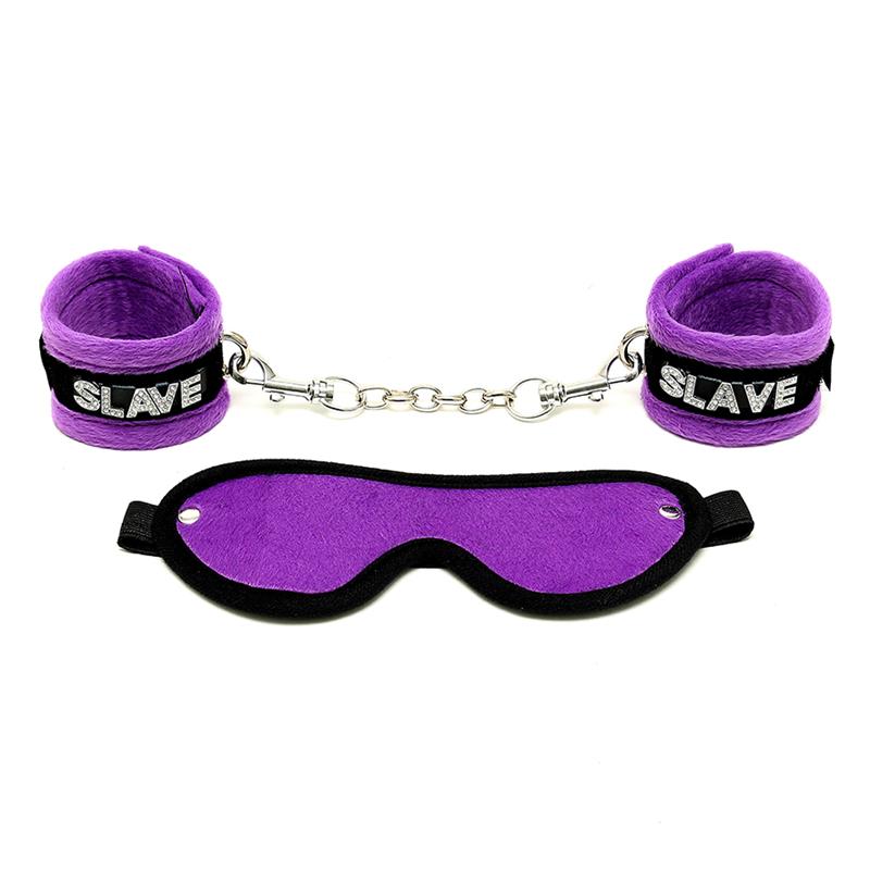 BONDAGE PLAY - HANDCUFFS AND EYEMASK PURPLE