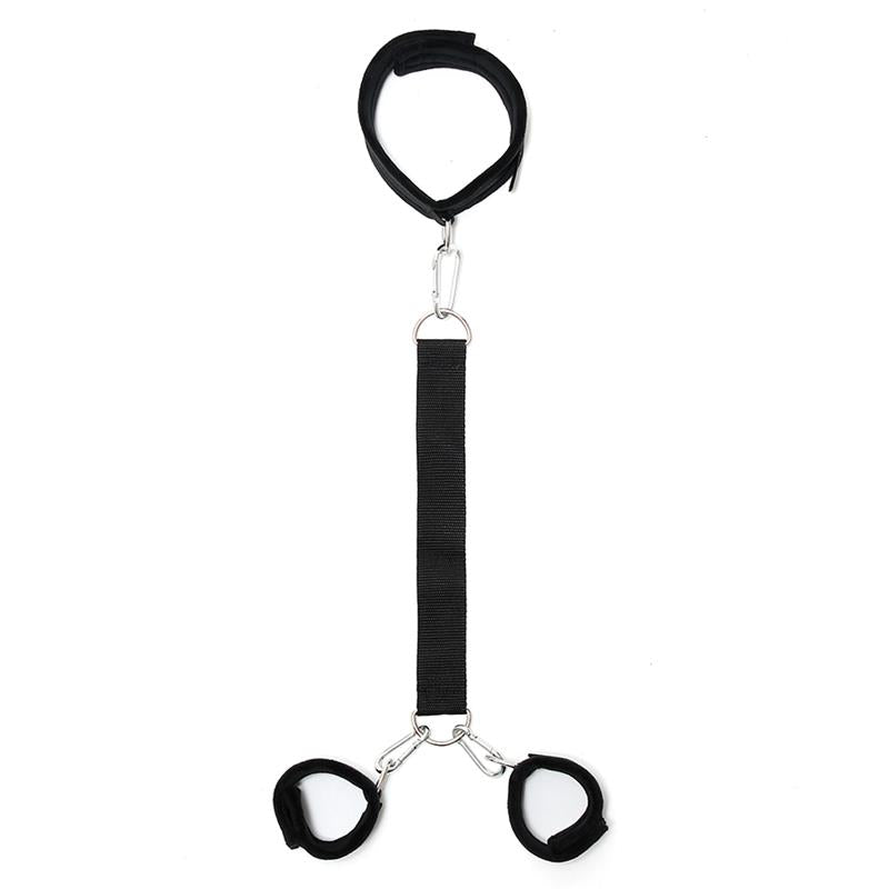 BONDAGE PLAY - SOFT COLLAR TO HANDCUFFS WITH LEASH ADJUSTABLE