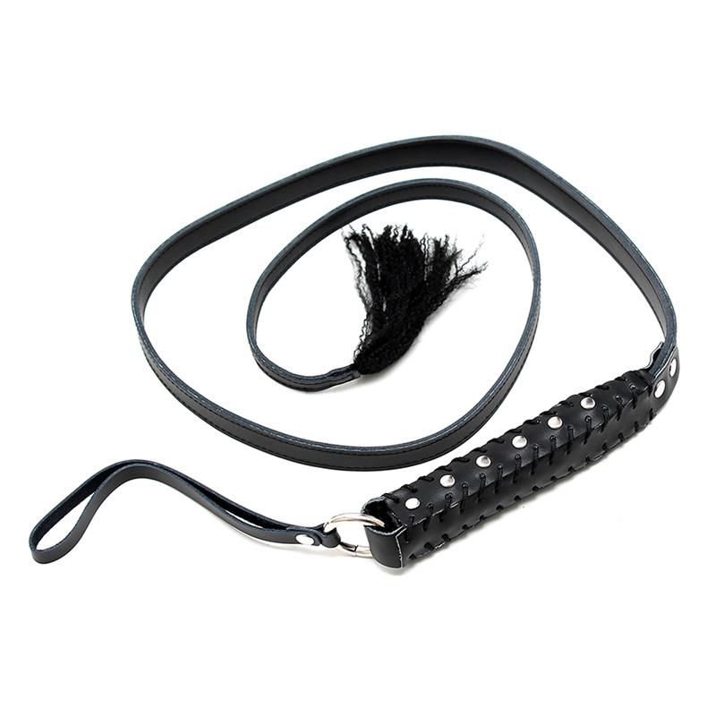 JEUX DE BONDAGE - FOUET EN CUIR 130 CM
