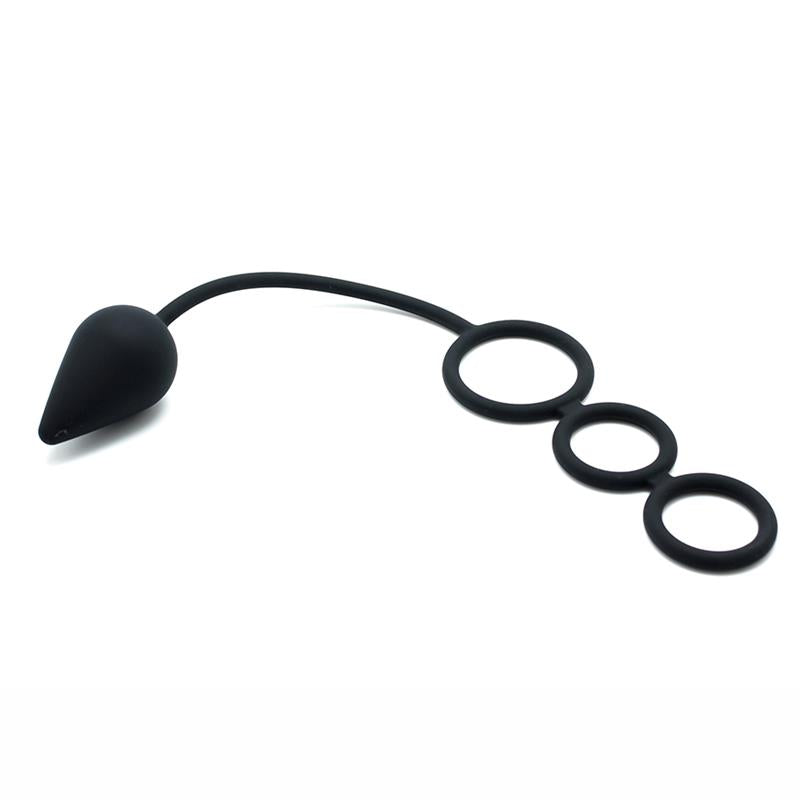 LATEX PLAY - ANAL PLUG WITH PENIS RINGS SILICONE