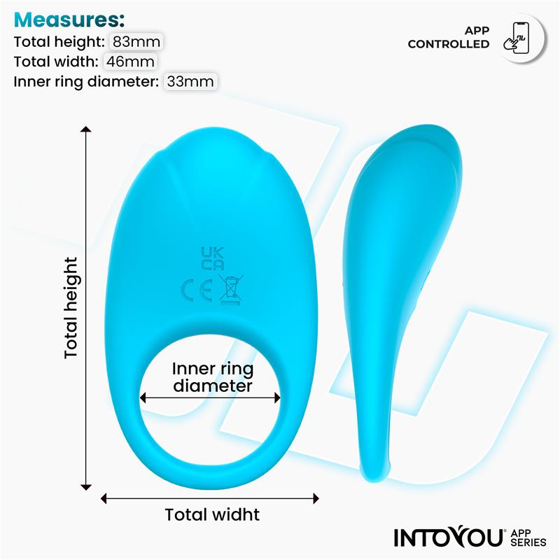 INTOYOU APP SERIES - RINGO VIBRATING RING WITH APP UNIBODY BLUE