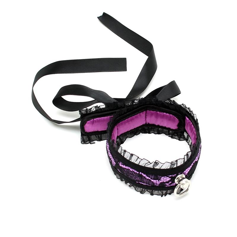 BONDAGE PLAY - SATIN LOOK COLLAR PURPLE