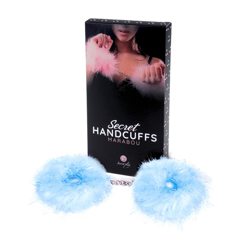 SECRET PLAY - BLUE MARABOU HANDCUFFS