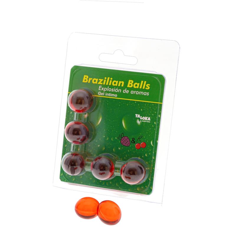 BRAZILIAN BALLS - SET 5 BRAZILIAN BALLS STRAWBERRY AND CHERRY FLAVOR