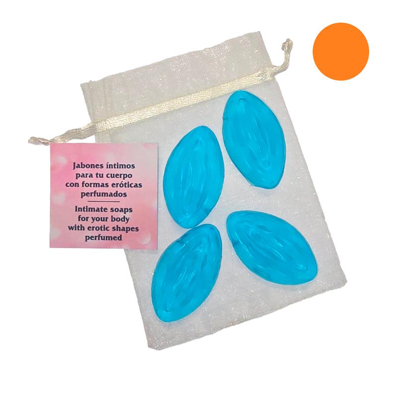 DIVERTY SEX - SET OF 4 SCENTED MINI SOAPS IN THE SHAPE OF A ORANGE VAGINA