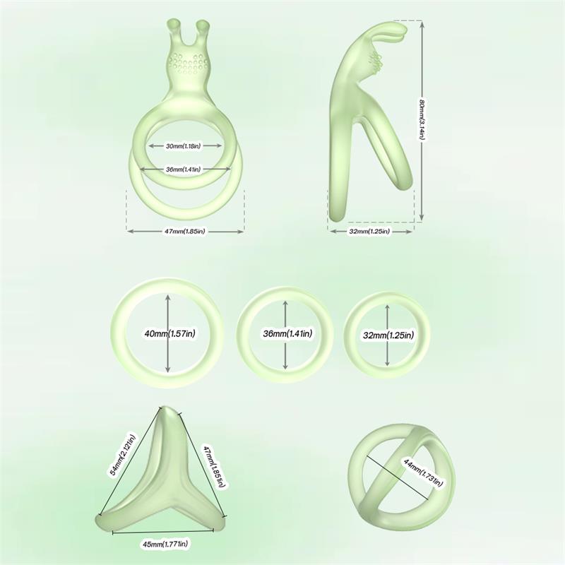 URBAN SKY - SET OF PENIS RING GLOW IN THE DARK