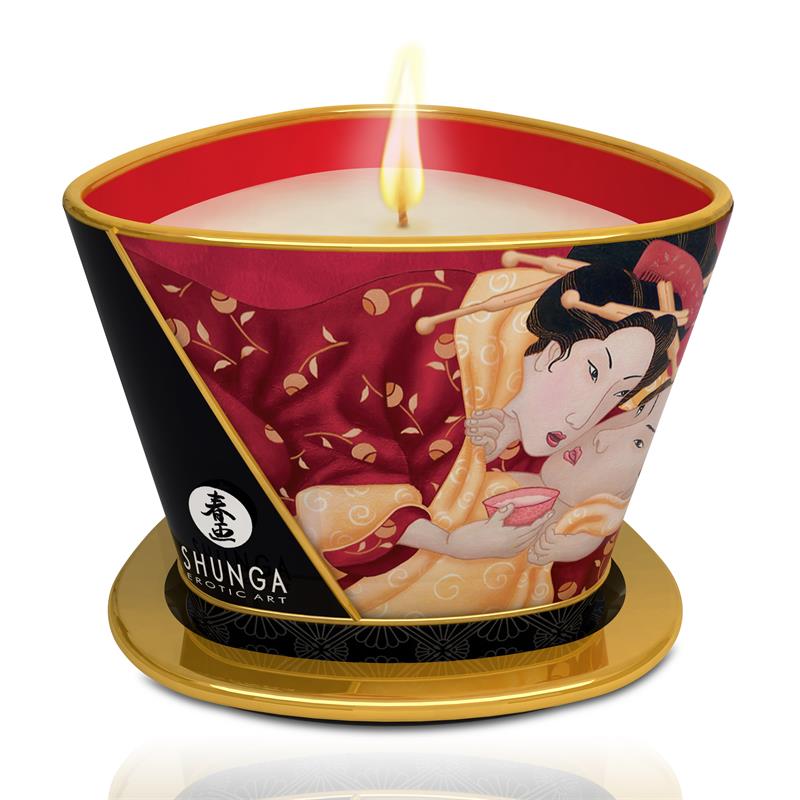 SHUNGA - MINI CARESS BY CANDELIGHT STRAWBERRIES AND CAVA MASSAGE CANDLE 170 ML