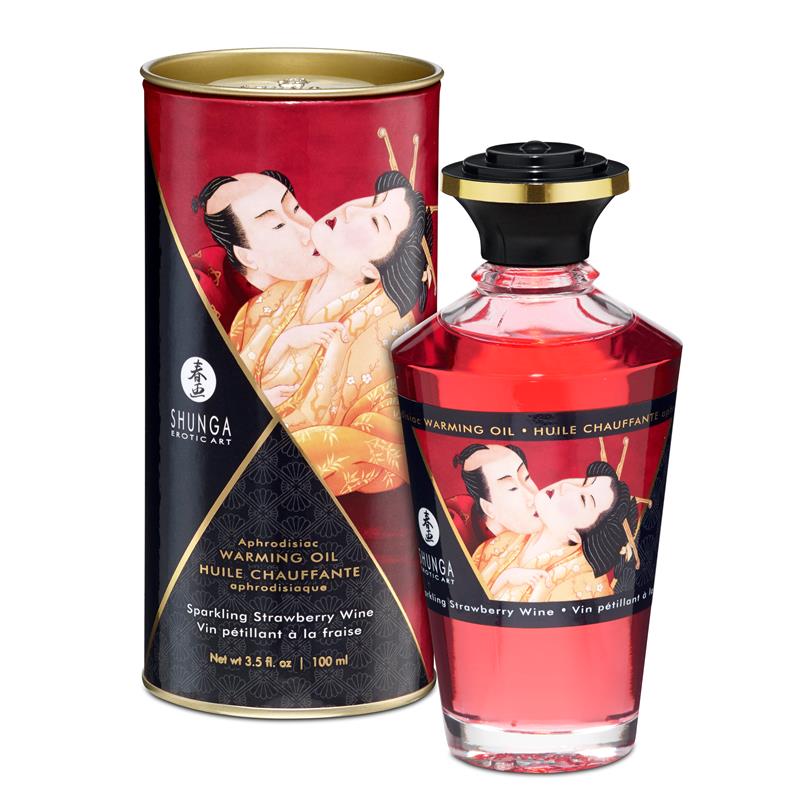 SHUNGA - WARMING MASSAGE OIL SPARKLING WINE STRAWBERRY