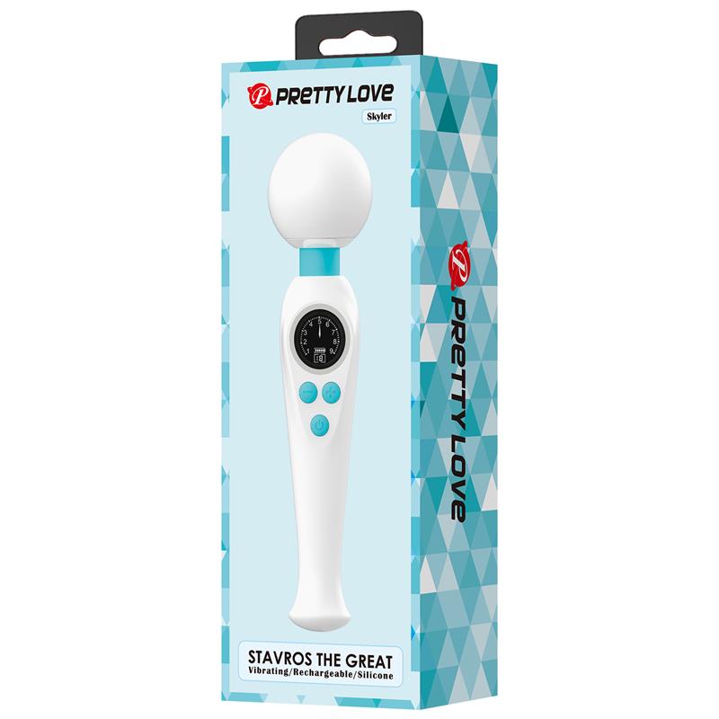 PRETTYLOVE - SKYLER MASSAGER WAND WITH DIGITAL SCREEN WHITE