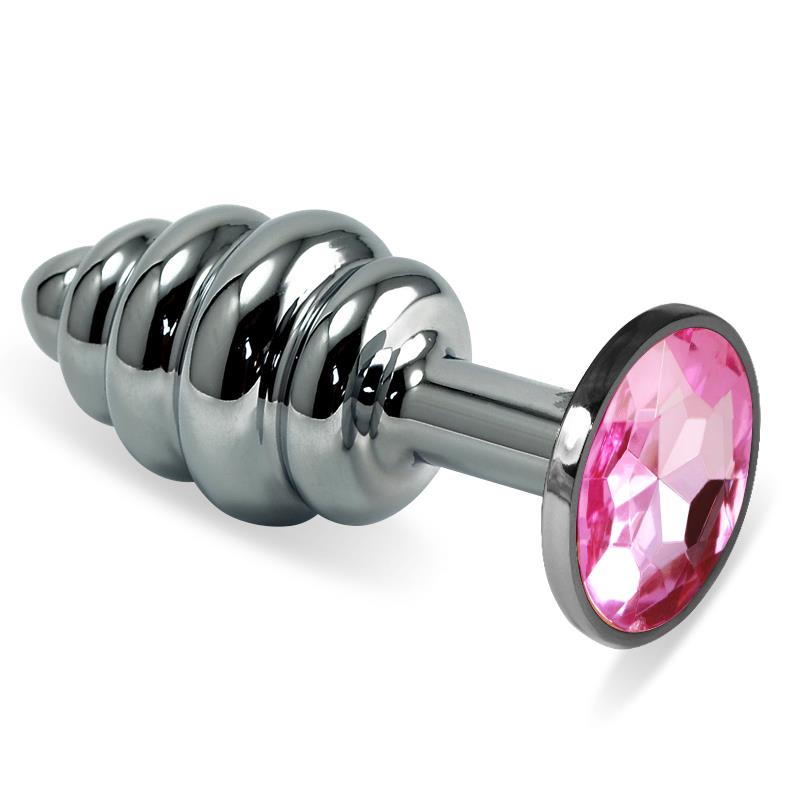 LOVETOY - SPIRAL BUTT PLUG ROSEBUD WITH PINK JEWEL