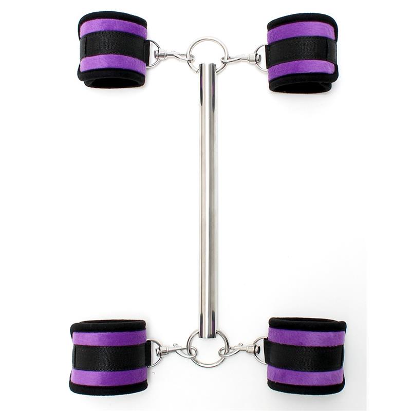 BONDAGE PLAY - SPREADER BAR WITH DETACHABLE 4 CUFFS PURPLE