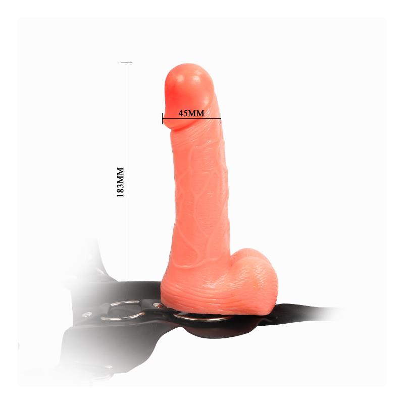 BAILE - STRAP-ON WITH DILDO AND TESTICLES FLESH 18,3 CM