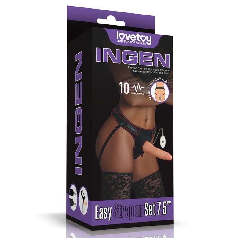 LOVETOY - STRAP-ON WITH VIBRATING DILDO WITH REMOTE CONTROL 7.5