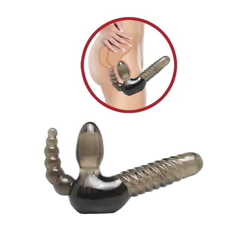 SÉRIE FETISH FANTASY - STRAP-ON SANS BRETELLES AVEC STIMULATEUR ANAL