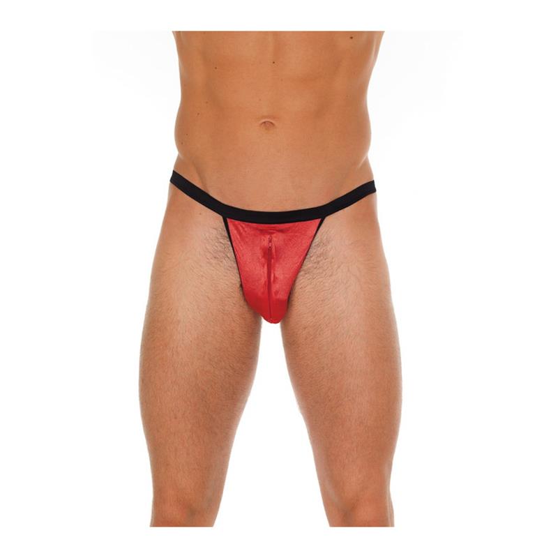 AMORABLE - STRING ZIPPÉ NOIR ET ROUGE TAILLE UNIQUE