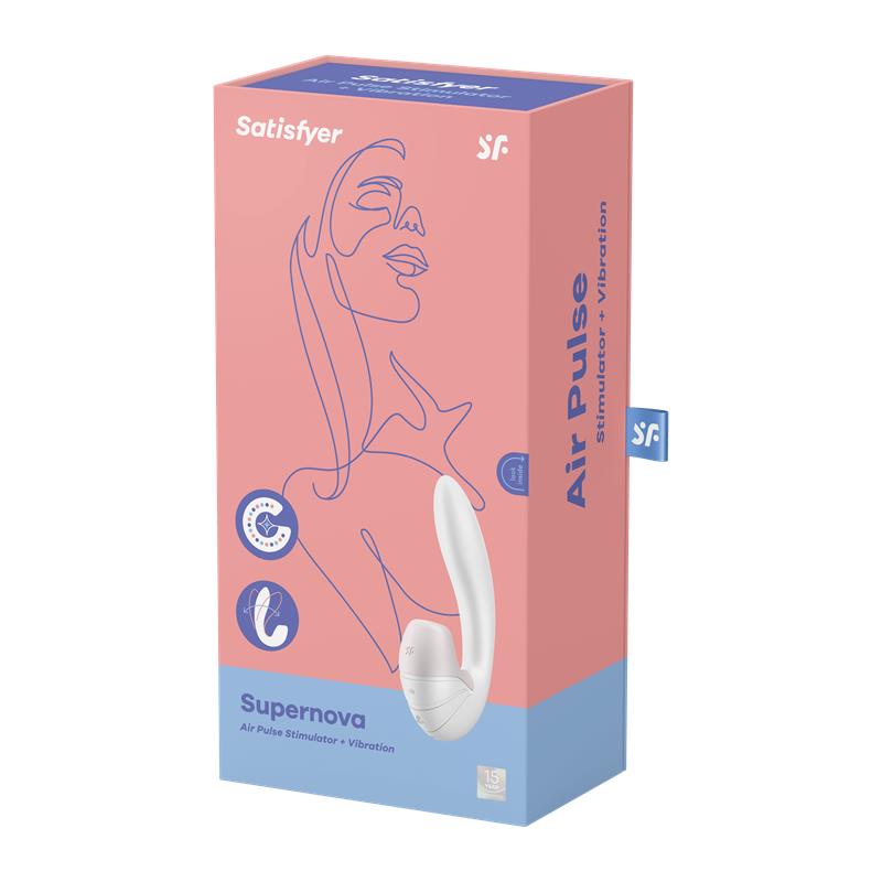 SATISFYER - SUPERNOVA CLITORIS SUCKER AND VIBE SUPER FLEXIBLE USB WHITE