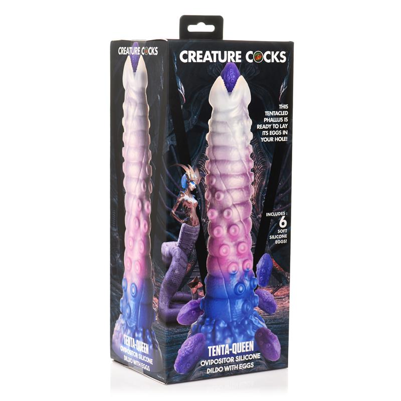 CREATURE COCKS - TENTA-QUEEN OVIPOSITOR DILDO WITH 6 EGGS