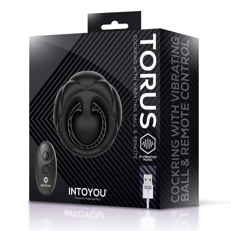 INTOYOU - TORUS VIBRATING RING WITH CLITORAL BALL AND REMOTE CONTROL USB