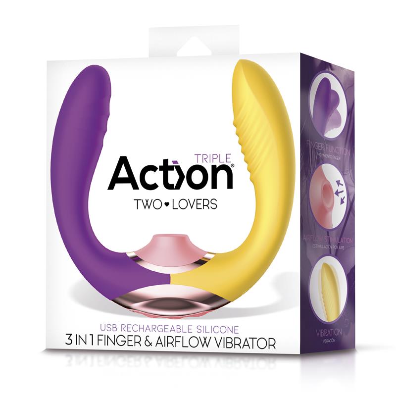 ACTION - TWO LOVERS 3 IN 1 FINGER AND AIRFLOW VIBRATOR
