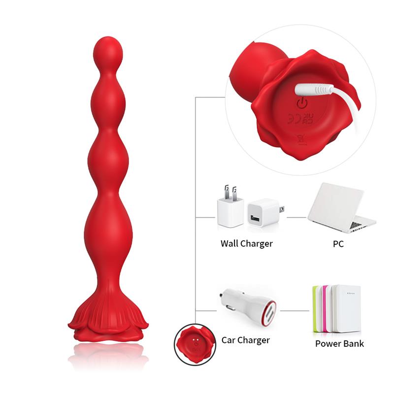 URBAN SKY - VIBRATING ANAL BEADS WITH ROSE BASE