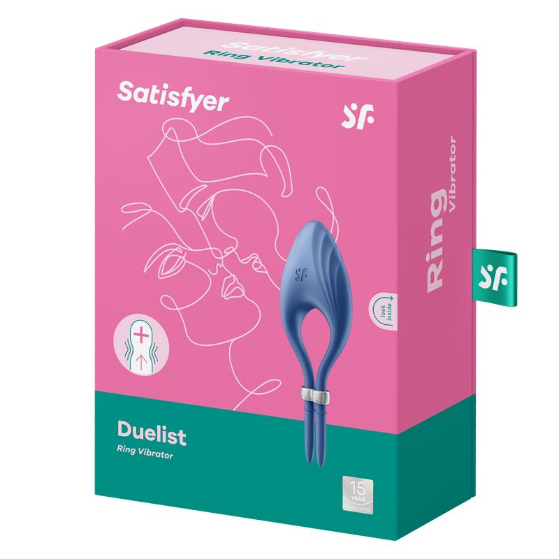 SATISFYER - VIBRATING PENIS RING DUELIST BLUE