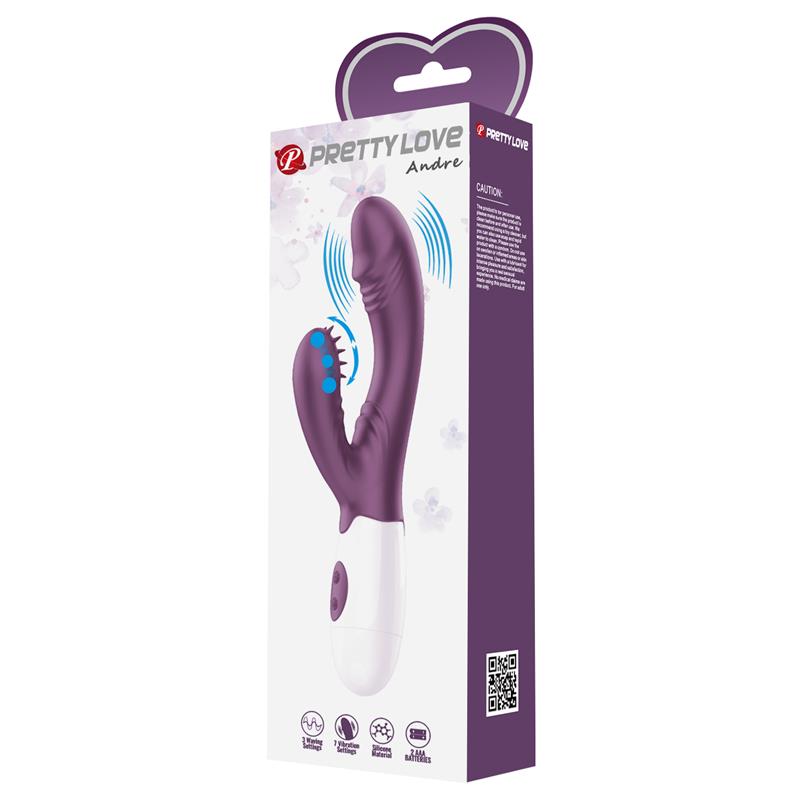 PRETTY LOVE - ANDRE RABBIT VIBRATOR & G-POINT STIMULATOR PURPLE