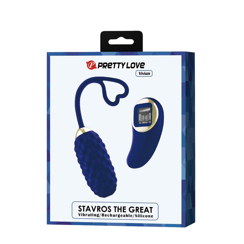 PRETTYLOVE - VIVIAN VIBRATING EGG WITH DIGITAL SCREEN REMOTE CONTROL BLUE