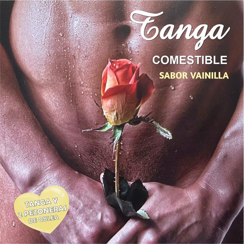 HOT FLOWERS - WAFER THONG AND TWO VAINILA FLAVORED NIPPLE COVERS