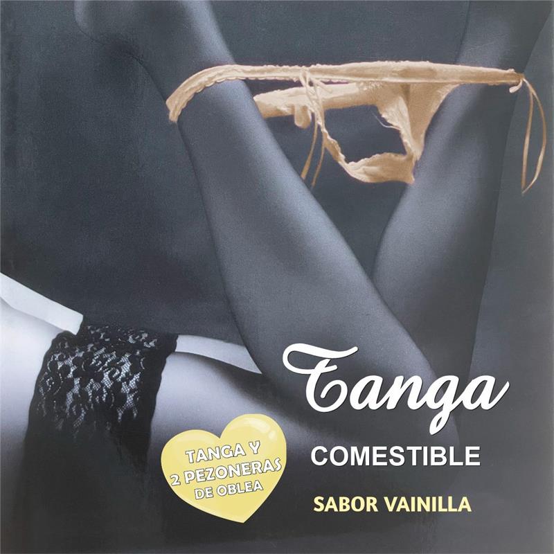 HOT FLOWERS - WAFER THONG AND TWO VAINILA FLAVORED NIPPLE COVERS