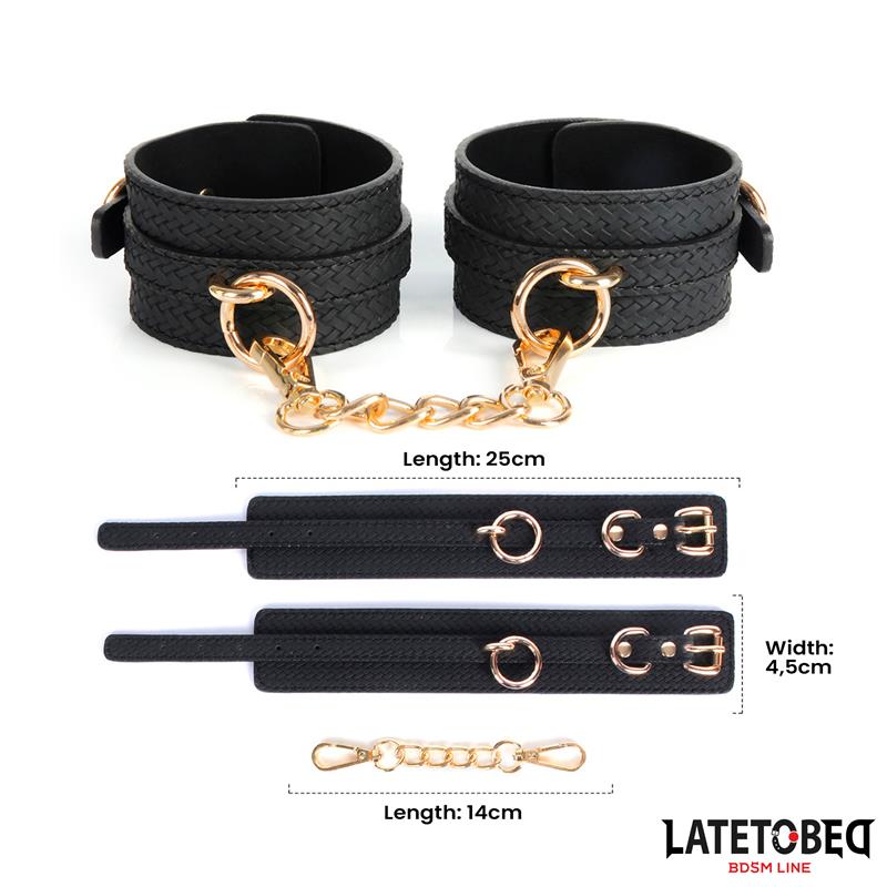 LATETOBED BDSM LINE - WEAVING PATTERNS ANKLE CUFF GOLDEN CHAIN