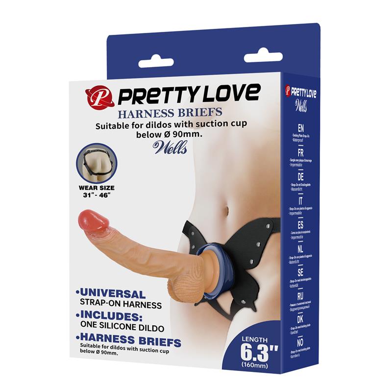 PRETTYLOVE - WELLS UNIVERSAL STRAP-ON HARNESS WITH DILDO