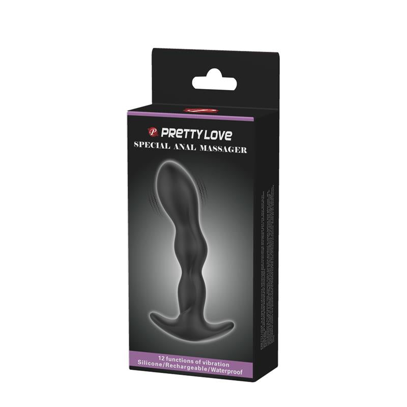 PRETTYLOVE - YALE BUTT PLUG WITH VIBRATION BLACK