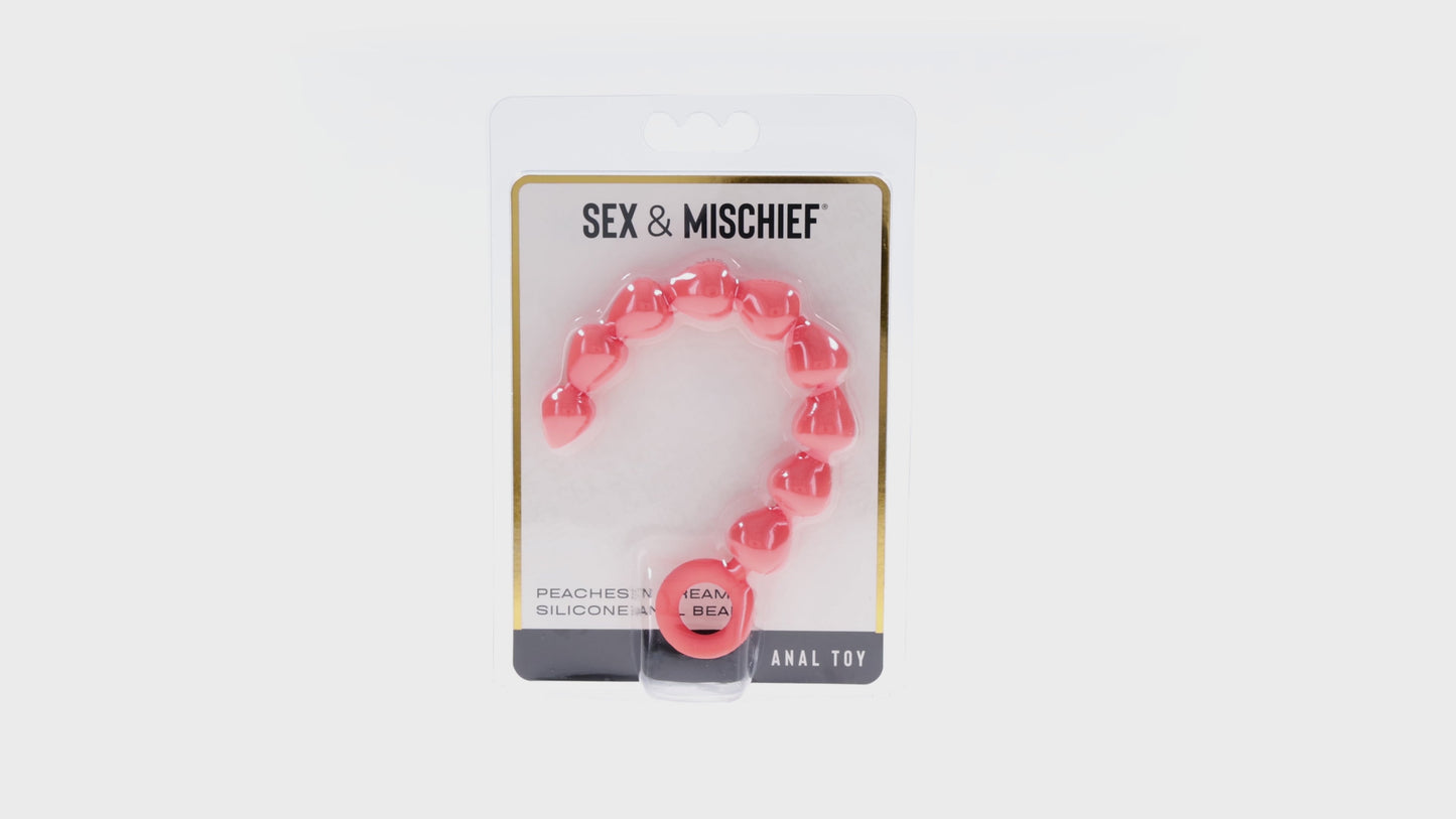 SPORTSHEETS SEX & MISCHIEF PEACHES ''N CREAME SILICONE ANAL BEADS