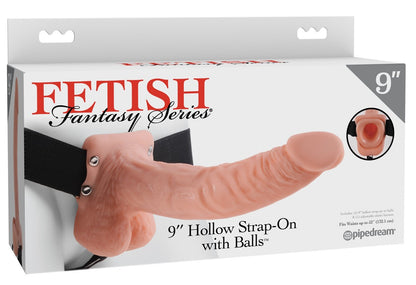 FETISH FANTASY SERIES - 9" HOLLOW STRAP-ON WITH BALLS